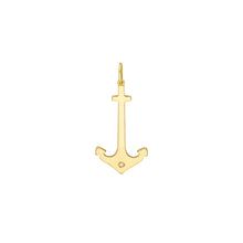 Load image into Gallery viewer, Nautical Anchor With DIamond 14kt Gold Pendant Charm