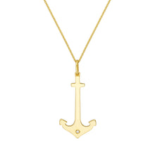 Load image into Gallery viewer, Nautical Anchor With DIamond 14kt Gold Pendant Charm