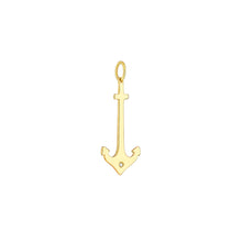 Load image into Gallery viewer, Nautical Anchor With DIamond 14kt Gold Pendant Charm