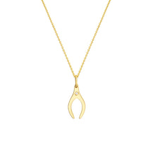 Load image into Gallery viewer, The Endless Wishbone With Diamond 14kt Gold Pendant Charm