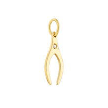 Load image into Gallery viewer, The Endless Wishbone With Diamond 14kt Gold Pendant Charm
