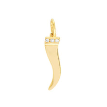 Load image into Gallery viewer, The Cornicello "Italian Horn" With Diamond 14kt Gold Pendant Charm