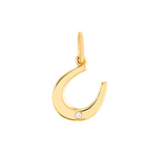 Load image into Gallery viewer, The Lucky Horseshoe With Diamond 14kt Gold Pendant Charm