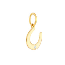 Load image into Gallery viewer, The Lucky Horseshoe With Diamond 14kt Gold Pendant Charm