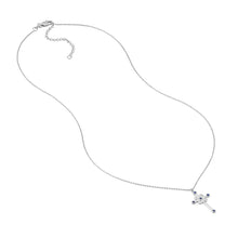 Load image into Gallery viewer, Diamond and Sapphire Cross 14kt Gold Necklace
