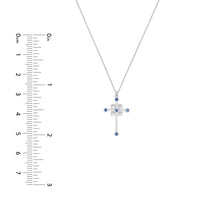 Load image into Gallery viewer, Diamond and Sapphire Cross 14kt Gold Necklace