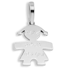 Load image into Gallery viewer, Sterling Silver Girl Engravable Pendant Charm