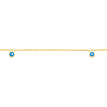 Load image into Gallery viewer, Turquoise Evil Eye 14kt Gold Anklet
