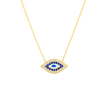 Load image into Gallery viewer, CZ-Lined Evil Eye 14kt Gold Necklace