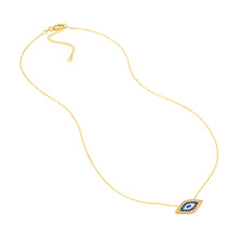 Load image into Gallery viewer, CZ-Lined Evil Eye 14kt Gold Necklace