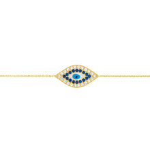 Load image into Gallery viewer, CZ-Lined Evil Eye 14kt Gold Bracelet
