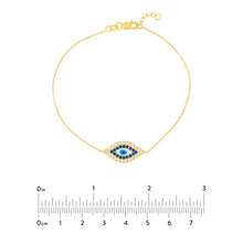 Load image into Gallery viewer, CZ-Lined Evil Eye 14kt Gold Bracelet