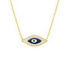 Load image into Gallery viewer, Adjustable Sterling Silver CZ Evil Eye Necklace 18"
