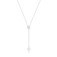 Load image into Gallery viewer, Religious Cross Lariat 14kt Gold Necklace with Disc Accent