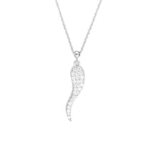 Load image into Gallery viewer, Adjustable Sterling Silver CZ Italian Horn Necklace 18"
