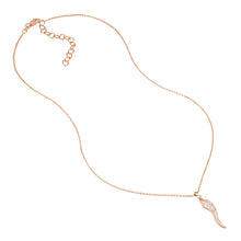 Load image into Gallery viewer, Adjustable Sterling Silver CZ Italian Horn Necklace 18"