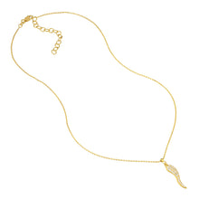 Load image into Gallery viewer, Adjustable Sterling Silver CZ Italian Horn Necklace 18"