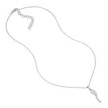 Load image into Gallery viewer, Adjustable Sterling Silver CZ Italian Horn Necklace 18"