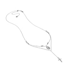 Load image into Gallery viewer, Adjustable Sterling Silver Virgin Mary and Cross Drop Choker 17"