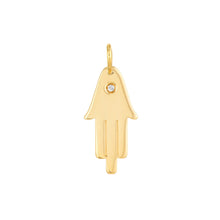 Load image into Gallery viewer, Hamsa Hand Pendant Charm with 1pt Diamond 14kt Gold