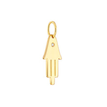 Load image into Gallery viewer, Hamsa Hand Pendant Charm with 1pt Diamond 14kt Gold