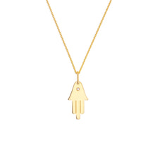 Load image into Gallery viewer, Hamsa Hand Pendant Charm with 1pt Diamond 14kt Gold