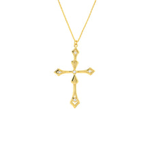 Load image into Gallery viewer, 1/20 Ct Diamond Cross Pendant w/ Adjustable 14kt Gold Necklace