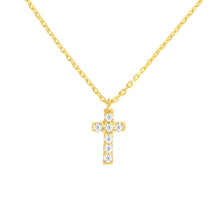 Load image into Gallery viewer, Mini Diamond Cross 14kt Gold Necklace