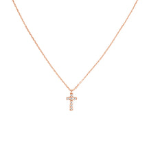Load image into Gallery viewer, Mini Diamond Cross 14kt Gold Necklace