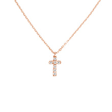 Load image into Gallery viewer, Mini Diamond Cross 14kt Gold Necklace