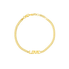 Load image into Gallery viewer, "Love" on Curb Chain 14kt Gold Bracelet