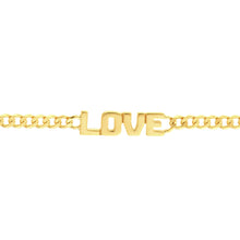 Load image into Gallery viewer, "Love" on Curb Chain 14kt Gold Bracelet