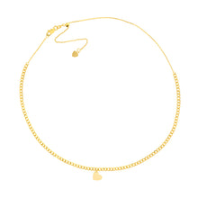 Load image into Gallery viewer, Heart Drop on Open Curb Chain 14kt Gold Choker