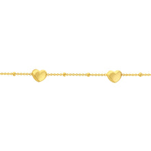 Load image into Gallery viewer, Puffed Heart Stations Bracelet with Saturn 14kt Gold Chain