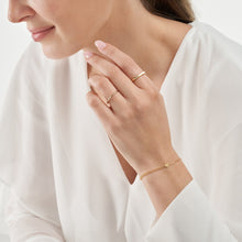 Load image into Gallery viewer, 50/50 Paper Clip + Double Rolo Heart 14kt Gold Bracelet