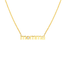 Load image into Gallery viewer, Momma Necklace w 3pt Diamond 14kt Gold
