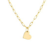 Load image into Gallery viewer, Dangle Heart With Paper Clip 14kt Gold Chain