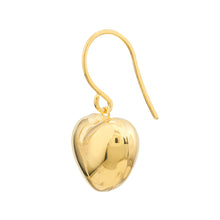 Load image into Gallery viewer, Puffed Heart Fish Hook 14kt Gold Earrings
