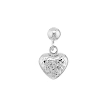 Load image into Gallery viewer, Diamond-Cut Puffed Heart Dangle Gold Earrings
