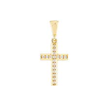Load image into Gallery viewer, Mini CZ Cross 14kt Gold Pendant