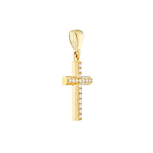 Load image into Gallery viewer, Mini CZ Cross 14kt Gold Pendant