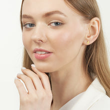 Load image into Gallery viewer, 3pts Diamond Hamsa Earrings 14kt Gold