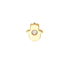 Load image into Gallery viewer, 3pts Diamond Hamsa Earrings 14kt Gold