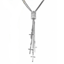 Load image into Gallery viewer, Stainless Steel Lariat Long Necklace With Dangling Crosses