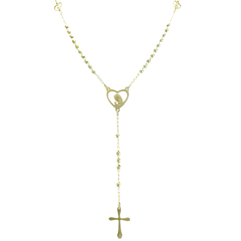 Stainless Steel with 14kt Gold Plating Christian Bead Rosary