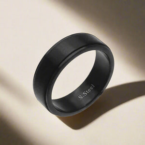 Stainless Steel Black Mens Band Ring