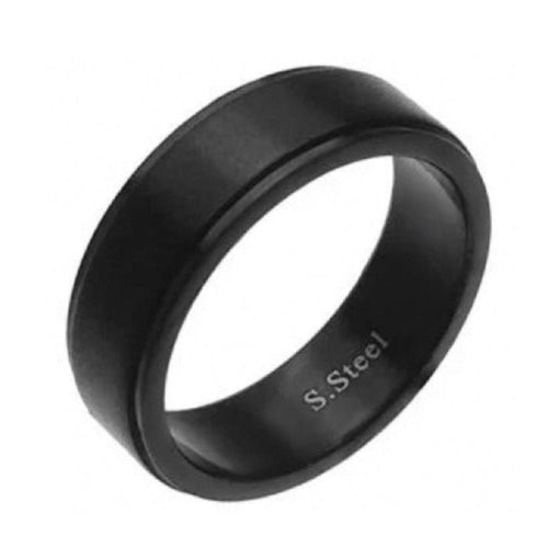 Stainless Steel Black Mens Band Ring