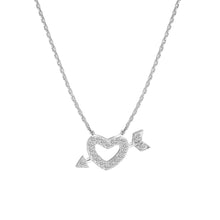 Load image into Gallery viewer, Sterling Silver Mini CZ Heart and Arrow Adjustable Necklace