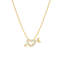 Load image into Gallery viewer, Sterling Silver Mini CZ Heart and Arrow Adjustable Necklace