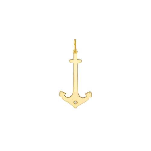 Nautical Anchor With DIamond 14kt Gold Pendant Charm